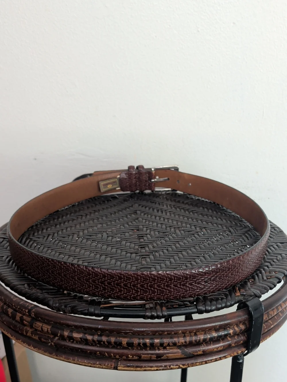 Trafalgar Brown Braid-Textured Men's Western Dress Belt Silver-tone Buckle Sz 38